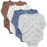 Pippi Baby Slå-Om Bodyer I/e - 4-pack - Blue Mirage - - 68 - Langermet Body