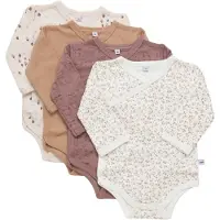 Pippi Baby Slå-Om Bodyer I/e - 4-pack - Burlwood - - 74 - Langermet Body