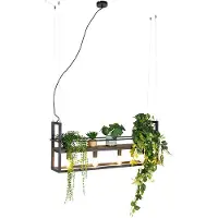 QAZQA Industriell pendellampe svart med trehylle 4-lys - Cage Rack