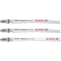 Bosch Expert Hardwood 2-side clean - Bladsett for stikksag - 3 deler - T-skaft - lengde: 117 mm