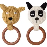 Bloomingville Rangle - 2-pack - Heklet - Panda/bjørn - - OneSize - Rangle