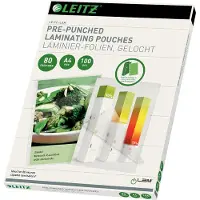 Leitz Lamineringslomme med hull A4 80my. Pakke/100