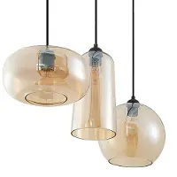 LUCANDE hengelampe Wilja, rav, glass, 111 cm, 3 lyskilder, E27