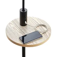 LINDBY gulvlampe Zinia, svart, hylle, USB-tilkobling