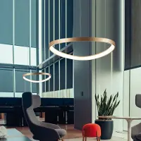 VIOKEF LED-hengelampe Loop, gull, Ø 80 cm