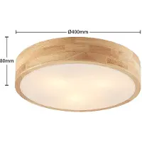 LINDBY taklampe Tanju, Ø40 cm, 3 lyskilder, gummitre, E27