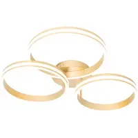 QAZQA Taklampe messing inkl. LED 3-trinns dimmbar 3-lys - Navara