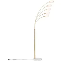 QAZQA Design gulvlampe messing med opalglass 5-lys - Sixties Marmo
