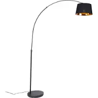 QAZQA Moderne buegulvlampe sort med gull - Arc Basic