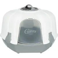 Trixie Maro hjørne kattebakke m. låg, 60x43x52 cm, lysegrå/granite