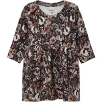 Name it Kjole - NbfTess - Svart m. Blomster - - 50 - Kjole