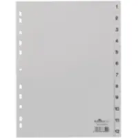 Durable 651210, Numerisk faneindeks, Polypropylen (PP), Grå, Portrett, A4 portrait full size, 230 mm