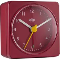 Braun BC02R, Quartz vekkerklokke, Rektangel, Rød, Analog, Batteri, AA