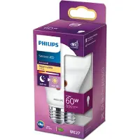 Philips Sensor LED - LED-lyspære - form: A60 - mattslipt finish - E27 - 7.5 W (ekvivalent 60 W) - klasse F - varmt hvitt lys - 2700 K