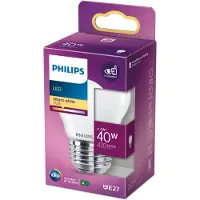 Philips - LED-lyspære - form: P45 - mattslipt finish - E27 - 4.3 W (ekvivalent 40 W) - klasse F - varmt hvitt lys - 2700 K