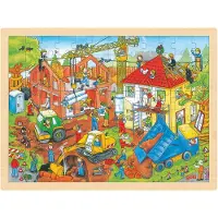 Goki Wooden Jigsaw Puzzle - Construction Site 96p Tre