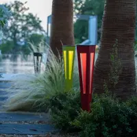 LES JARDINS Tinka LED-solcellefakkel med sensor, 62 cm, grå