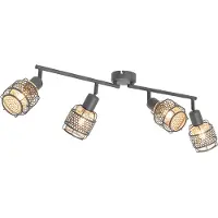 QAZQA Design taklampe sort med gull 4-lys rektangulær - Noud