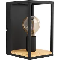 Eglo Libertad vegglampe, bredde 14 cm, svart/tre, stål