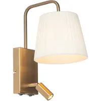 QAZQA Moderne vegglampe hvit og bronse med leselampe - Renier