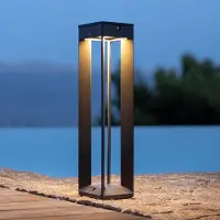 LES JARDINS LED-solcellelykt Borne med sensor, 45 cm, grå
