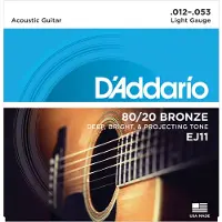 Daddario EJ11 80/20 Bronze Acoustic Guitar Strings Light 12-53