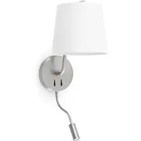 Faro Berni vegglampe i tekstil med LED-leselampe