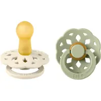 BIBS Bøhmen Smokker - 2-pack - Str. 2 - Rund - Ivory/Sage - - OneSize - Smokk