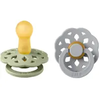 BIBS Böhmen Smokker - 2-pack - Str. 2 - Rund - Sage/Cloud - - OneSize - Smokk