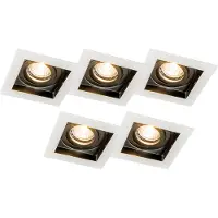 QAZQA Sett med 5 innfelte spotlights hvite med svart - Carree