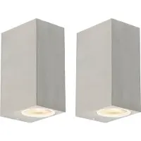 QAZQA Sett med 2 Moderne Vegglamper Aluminium 2-lys IP44 - Baleno