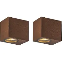 QAZQA Sett med 2 industrielle vegglamper rustbrun IP44 - Baleno