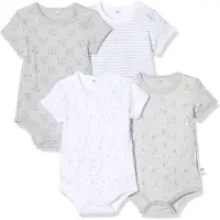 Pippi Baby Bodyer k/e - 4-pack - Havn Mist - - 1½ år (86) - Kortermet body