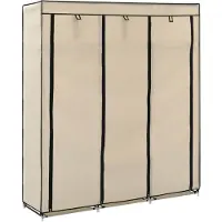 vidaXL Garderobe med skap og stenger kremhvit 150x45x175 cm stoff