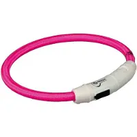 Trixie Flash Light Ring USB Illuminated Dog Safety Collar Pink Size L-XL 7mm 65cm