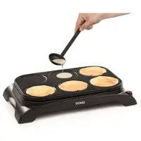 Domo DO8709P pannekakemaskin 1000 W, 6 pannekaker, Family Crêpes, svart