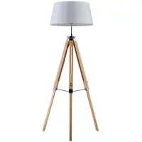 LINDBY gulvlampe Katie, 162 cm, hvit, tekstil, tre, stativ