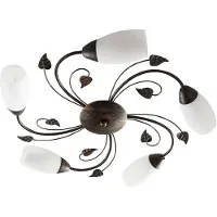 LINDBY taklampe Stefania, 5 lyskilder, svart/gull, Ø58cm