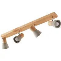 LINDBY Filiz spotlight, 4 lyskilder, 77 cm, tre, betong, E14