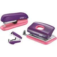 Rapid Stifte- & Hullemaskin Mini sett F5+FC10+C2 Blister, 10 ark, Rosa, Lilla, Standard klemform, ABS, Metall, 3,8 cm, Topp