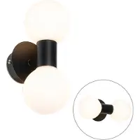 QAZQA Moderne vegglampe svart IP44 2-lys - Cederic