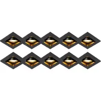 QAZQA Sett med 10 nedfelt spotlights sort justerbare - Qure