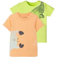 Name it T-skjorte - NbmHeine - 2-pack - Sunny Lime - - 62 - T-skjorte