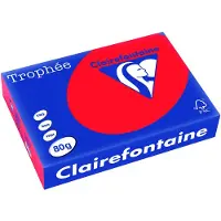 Clairefontaine Farvet papir, , A4, 80g, 8175, koralfarve rød, pakke a 500 ark