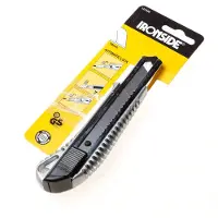 IRONSIDE INTERNATIONAL Kniv m/autolås metal m/gummigreb 18mm