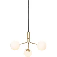 QAZQA Art Deco Hengelampe Gull med Opalglass 3-lys - Coby