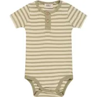 Wheat Body Placket Ss Green Stripe (92 / 2 år)