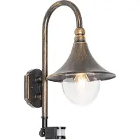 QAZQA Utendørs vegglampe antikk gull IP44 inkl. bevegelsessensor - Daphne