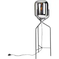 QAZQA Design gulvlampe svart med røykglass - Bliss