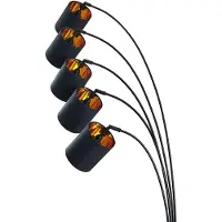 LINDBY gulvlampe Abiram, svart/gull, tekstil, 70 cm